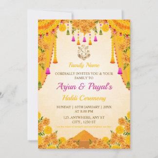 Haldi Ceremony Invitation Card, Maiyan Card 