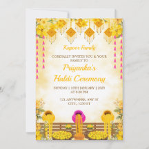 Haldi Ceremony Invitation Card, Maiyan Card