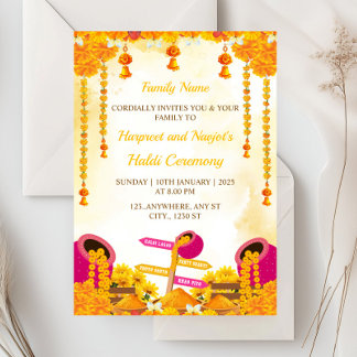 Haldi Ceremony Invitation Card, Maiyan Card 