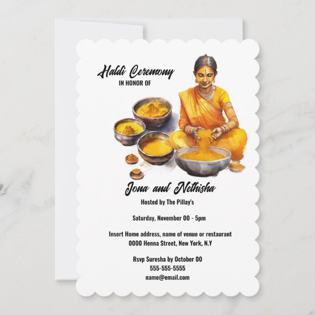 Haldi ceremony turmeric Indian tradition wedding Invitation (Front)