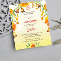 Haldi marigolds bells Indian wedding budget invite