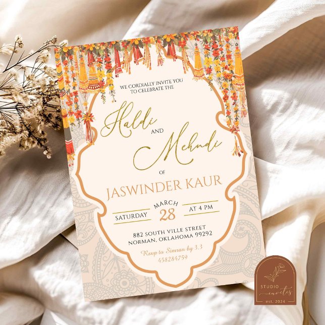 Haldi Mehndi Wedding Ceremony Indian Sangeet Invitation (Creator Uploaded)