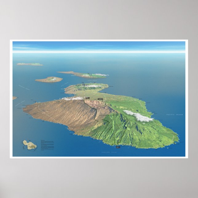Haleakala and Maui map poster (Front)