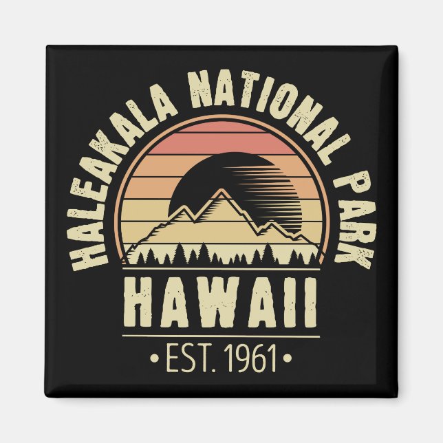 Haleakala National Park Hawaii Retro Magnet (Front)