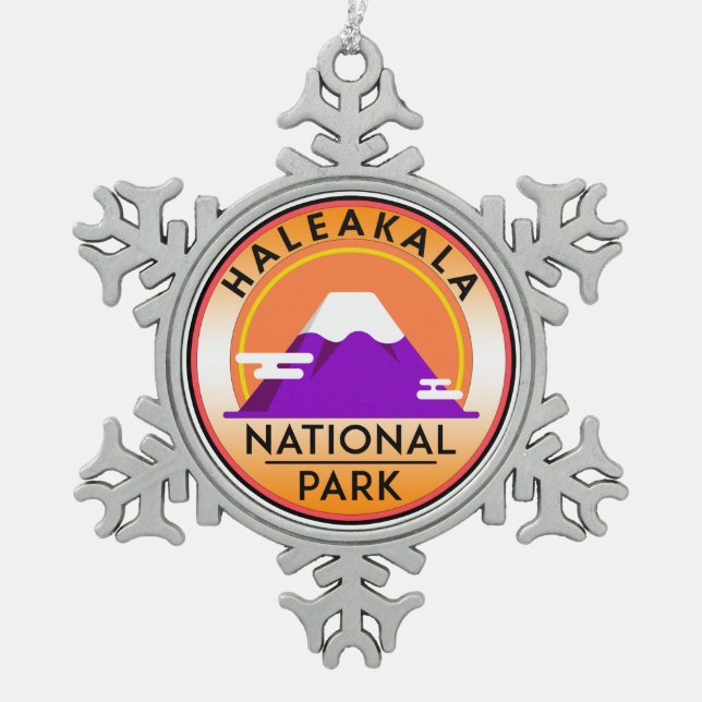 Haleakala National Park Hawaii Snowflake Pewter Christmas Ornament (Front)