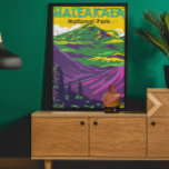 Haleakala National Park Hawaii Vintage Poster<br><div class="desc">Haleakala vector artwork in a window style design. The park is named after Haleakalā,  a dormant volcano within its boundaries.</div>