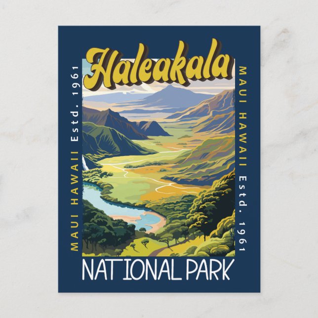 Haleakala National Park Illustration Distressed Postcard (Front)