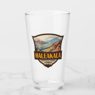 Haleakala National Park Illustration Retro Badge Glass