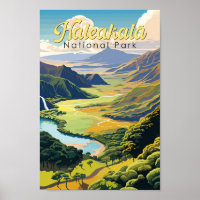 Haleakala National Park Illustration Retro