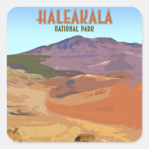 Haleakala National Park Maui Hawaii Vintage Square Sticker