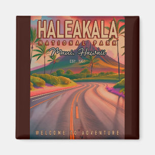 Haleakala National Park Maui Road Volcano Vintage Magnet