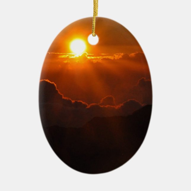 Haleakala Sunrise in Hawaii Ceramic Tree Decoration (Front)
