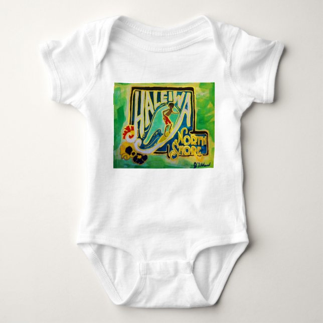 Haleiwa Hawaii Hula Aloha baby Baby Bodysuit (Front)