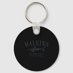 Haleiwa hawaii shark retro slate art fishing key ring