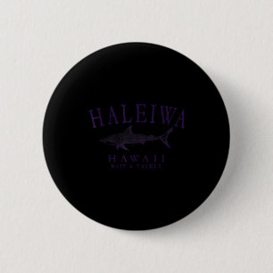 Haleiwa hawaii shark vintage plum art fishing 6 cm round badge