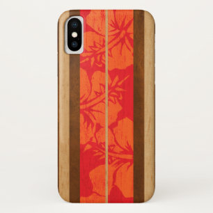 Haleiwa Surfboard Faux Wood Hibiscus in Red Case-Mate iPhone Case