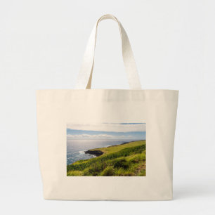 haleokane lookout and pacific ocean large tote bag