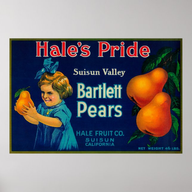 Hale's Pride Pear Crate LabelSuisun, CA Poster (Front)