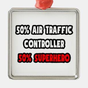 Half Air Traffic Controller ... Half Superhero Metal Tree Decoration