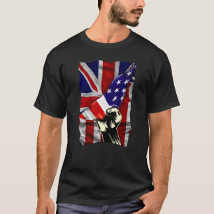 Half American Flag British ROOTS USA Flag United K T-Shirt
