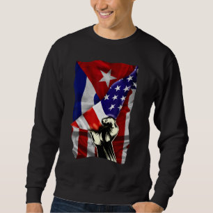 Half American Flag Cuban ROOTS USA Flag Cuba DNA Sweatshirt