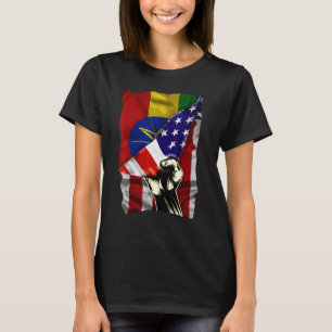 Half American Flag Ethiopian ROOTS USA Flag Ethiop T-Shirt