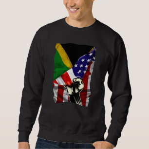 Half American Flag Jamaican ROOTS USA Flag Jamaica Sweatshirt