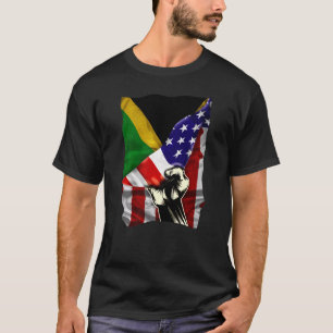 Half American Flag Jamaican ROOTS USA Flag Jamaica T-Shirt