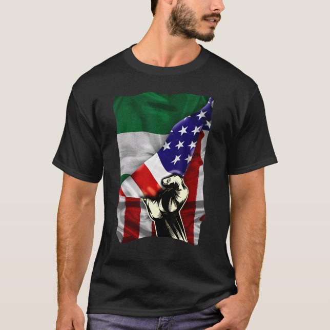 Half American Flag Nigerian ROOTS USA Flag Nigeria T-Shirt (Front)