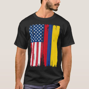 Half american Flag Roots USA Colombia T-Shirt