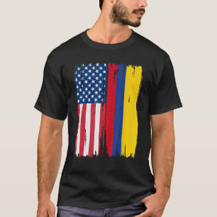 Half american Flag Roots USA Colombia T-Shirt