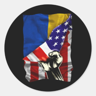 Half American Flag Ukrainian Roots Usa Flag Ukrain Classic Round Sticker
