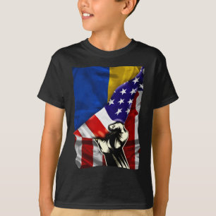 Half American Flag Ukrainian Roots Usa Flag Ukrain T-Shirt
