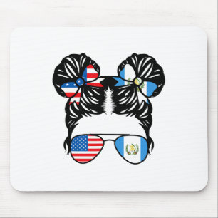 Half American Guatemalan Girl Usa Guatemala Flag P Mouse Pad