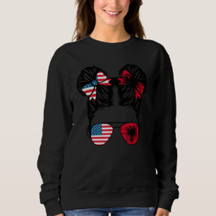 Half American Half Albanian Girl USA Albania Flag Sweatshirt