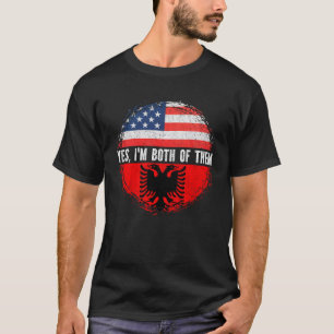 Half American Half Albanian USA Flag Albania  T-Shirt