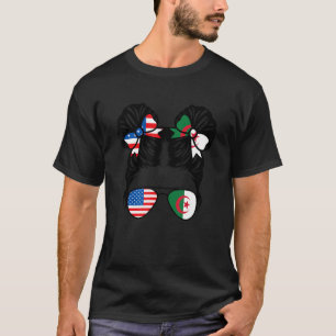 Half American Half Algerian Girl USA Algeria Flag T-Shirt