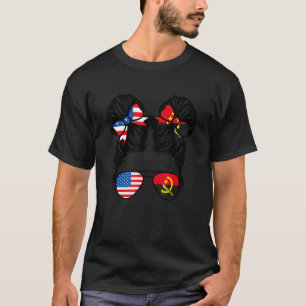 Half American Half Angolan Girl USA Angola Flag Pa T-Shirt