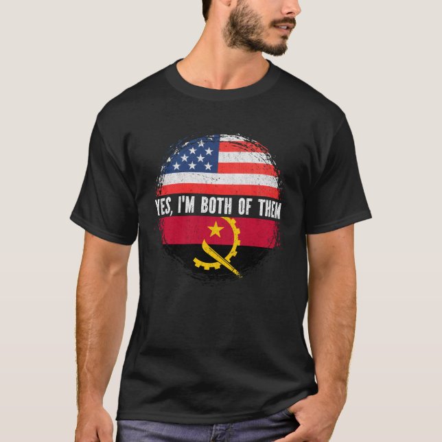 Half American Half Angolan USA Flag Angola  T-Shirt (Front)