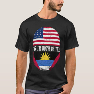 Half American Half Antiguan USA Flag Antigua and B T-Shirt