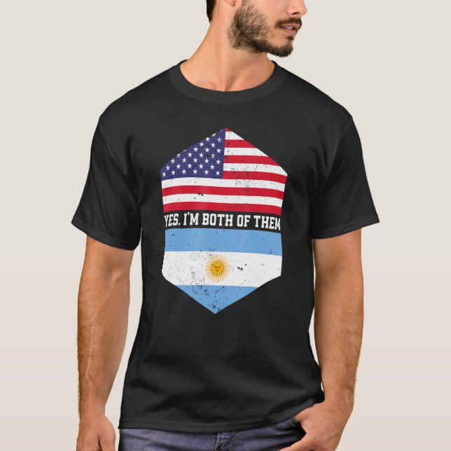 Half American Half Argentine USA Flag Argentina T-Shirt (Front)