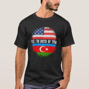 Half American Half Azerbaijani USA Flag Azerbaijan T-Shirt