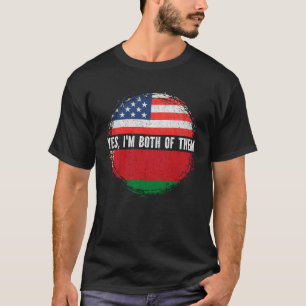 Half American Half Belarusian USA Flag Belarus  T-Shirt