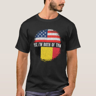 Half American Half Belgian USA Flag Belgium  T-Shirt