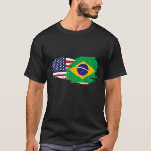 Half American Half Brazilian Girl USA Brazil Flag T-Shirt
