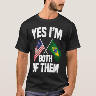 Half American Half Brazilian USA Brazil Flag T-Shirt