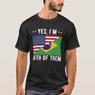 Half American Half Brazilian USA Brazil Flag T-Shirt