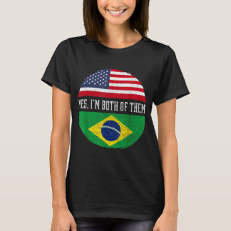 Half American Half Brazilian USA Flag Brazil Herit T-Shirt