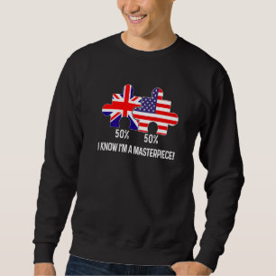 Half American Half British Flag Map Combined USA U Sweatshirt