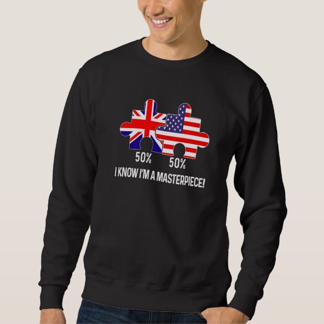 Half American Half British Flag Map Combined USA U Sweatshirt (Front)